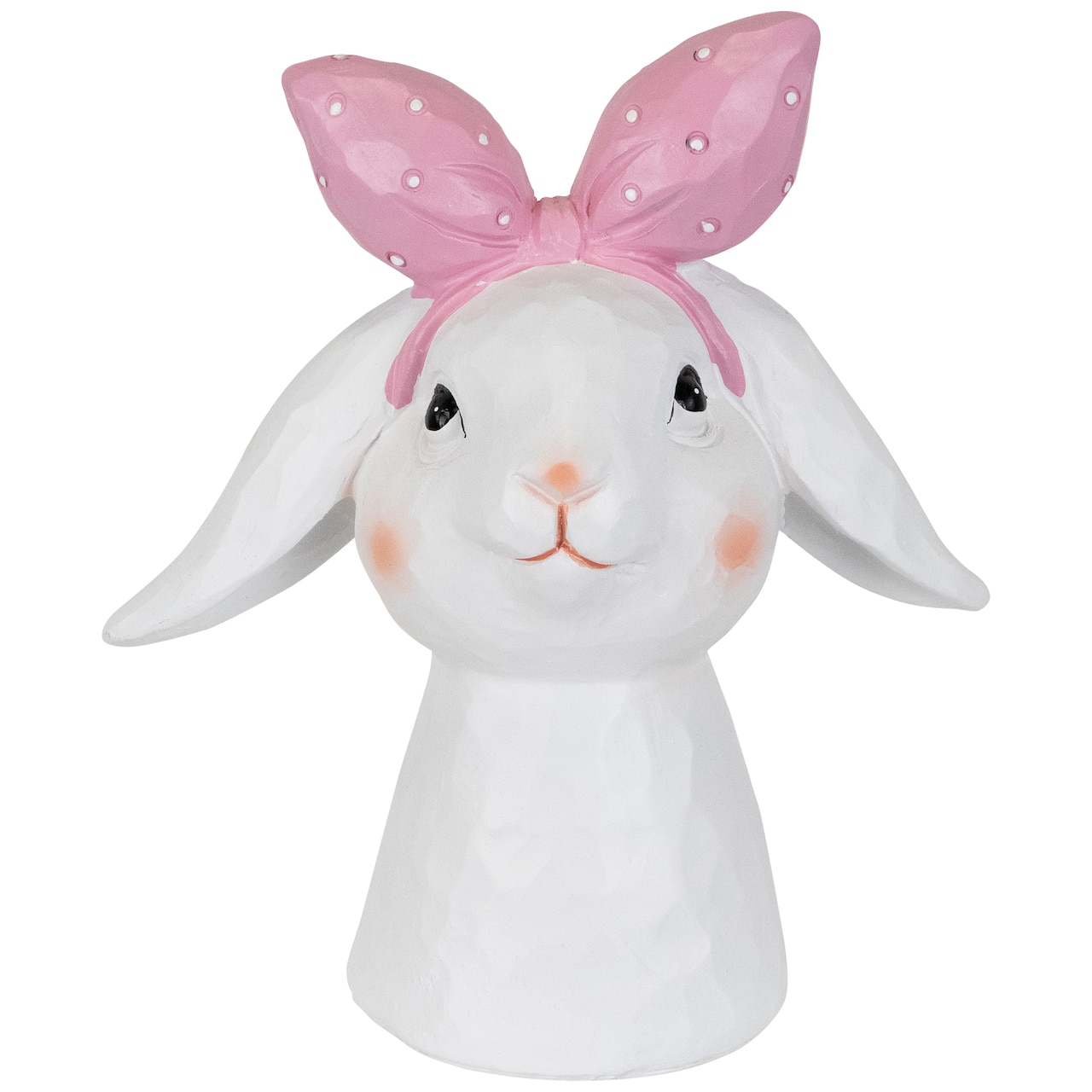 7.5" White & Pink Easter Bunny Bust with Hair Bow